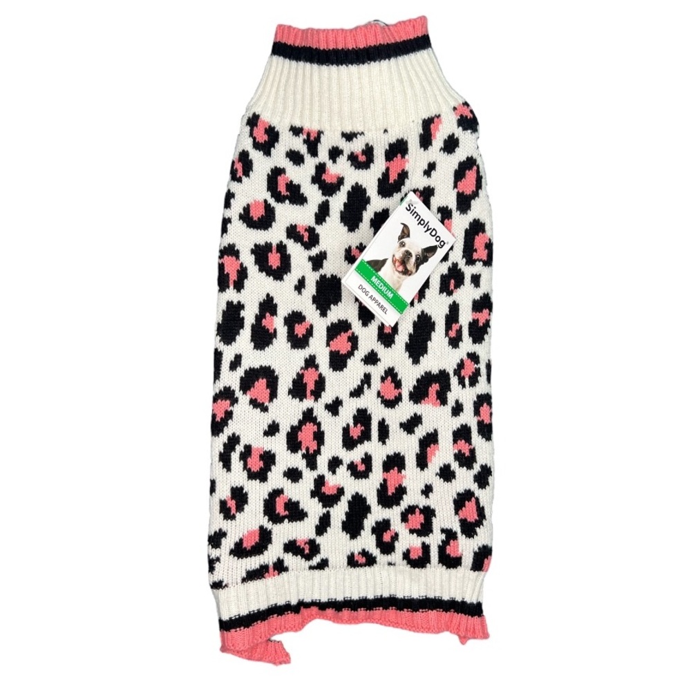 SimplyDog Pink & Black Leopard Print Dog Sweater